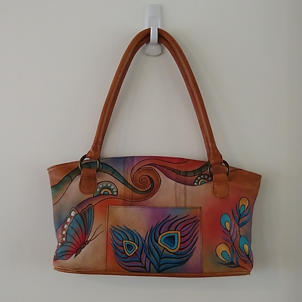 Anuschka Wide Tote - Beautiful Peacock Butterflies